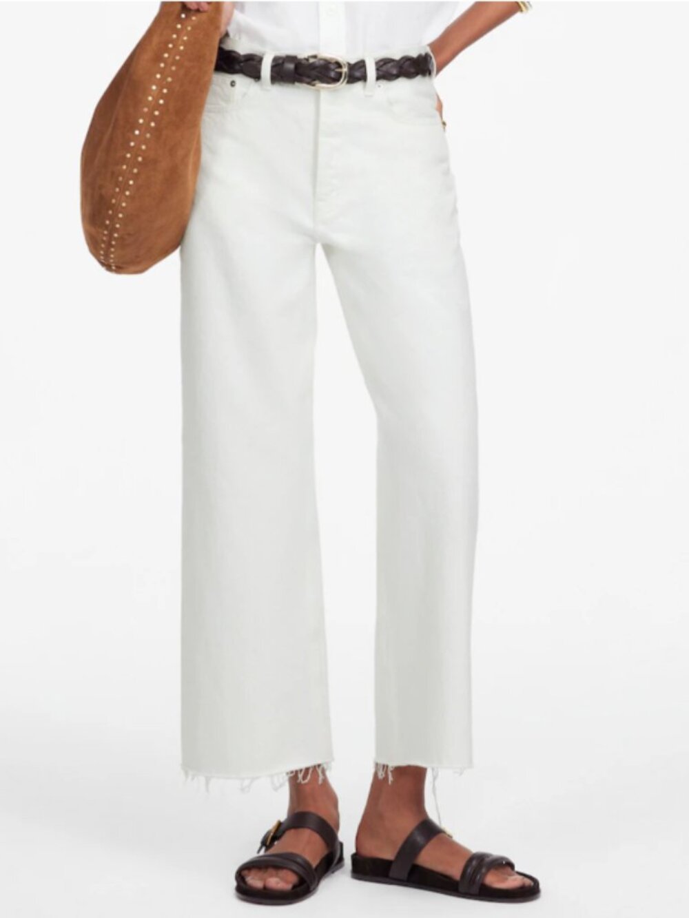 Madewell Low-Slung Baggy Crop Jean NWT in Pure White Rigid Denim Size 25